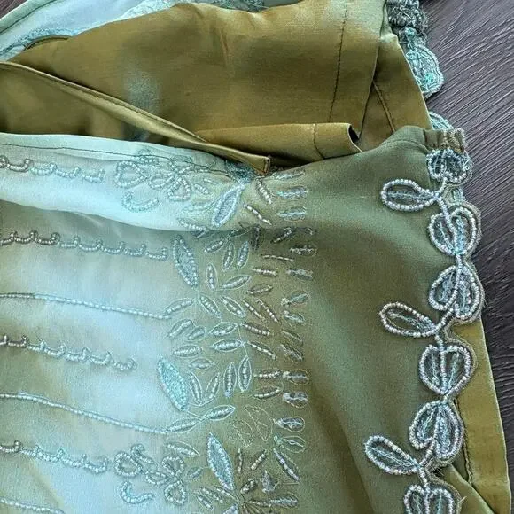 FREE PEOPLE $168 nwt beaded skort mini Ombre green - Picture 3 of 8
